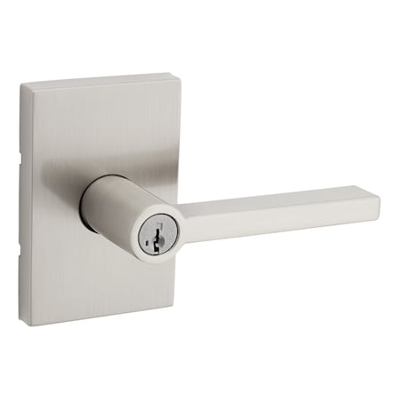 Kwikset Halifax Lever , Rectangular Rose Entry Door Lock SmartKey , 6AL Latch, RCS Strike Satin Nickel Finish 740HFLRCT-15S